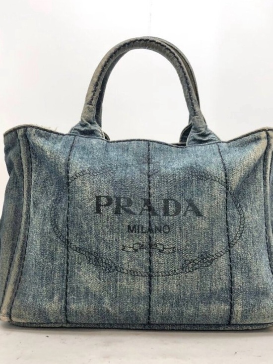 Prada Handbags - Prada Canapa Tote Vintage Denim Blue